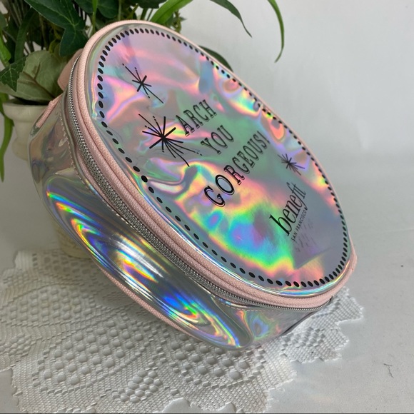 New BENEFIT Round Metallic Makeup Bag